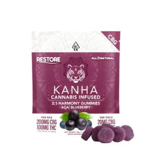 100mg 10pk Gummies | 2:1 CBG Acai Blueberry | Kanha