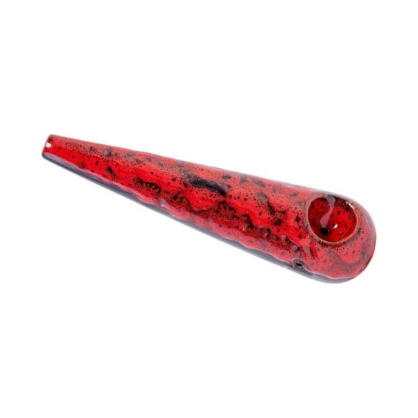 Pipe | Red Reactive Glaze Ceramic Hand Pipe | AFG